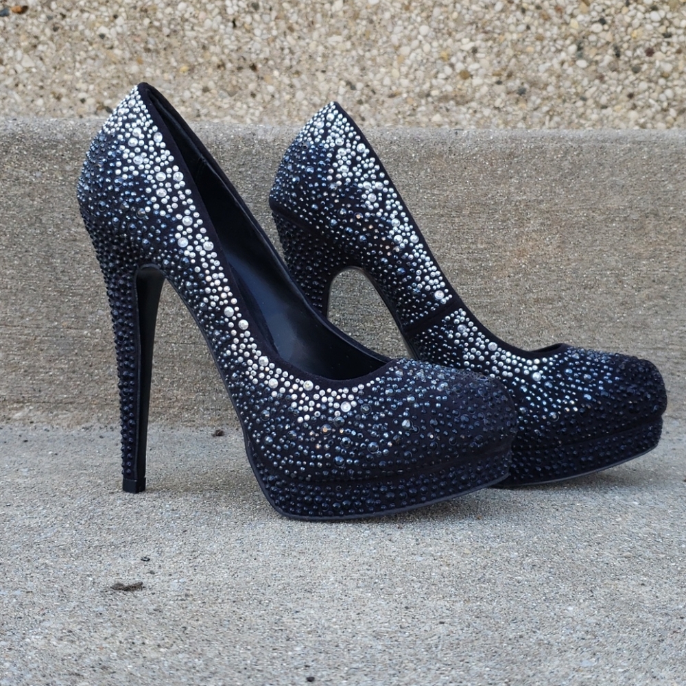 Black and Silver Studded Aldo Stilettos